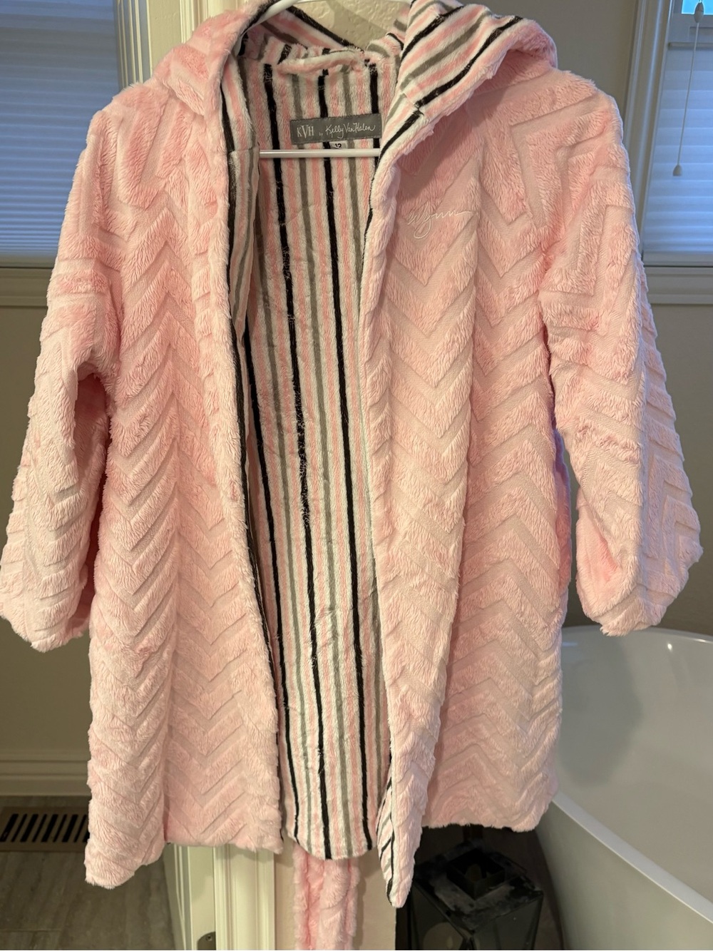 Soft Pink Hooded Plush Robe